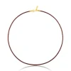 Gargantilla de cuero de 2 mm marrón con cierre con baño de oro de 18 kt sobre plata, 40 cm Chokers^TOUS Clearance