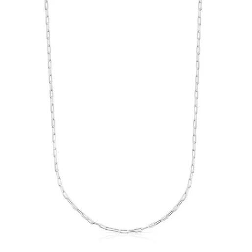 Gargantilla larga de plata con anillas ovales, 95 cm Chain^TOUS Outlet