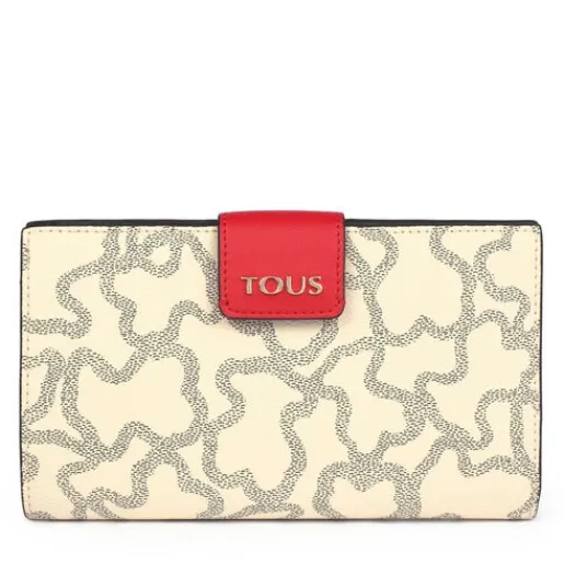 Mediana Billetera Flat Kaos Icon Multi Beige - Rojo^TOUS Discount