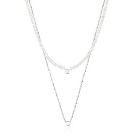 Pack de collares de plata y perlas cultivadas, corazón y oso Mini Icons^TOUS