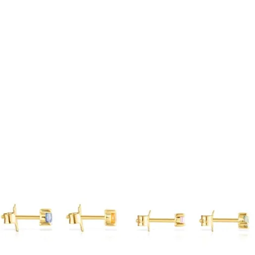 Pack de Pendientes con baño de oro 18 kt sobre plata y zafiros multicolor Glaring^TOUS