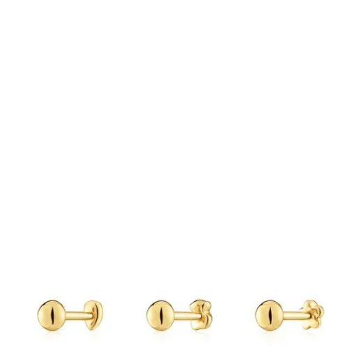 Pack de piercings de oreja de acero IP dorado Balloon^TOUS Hot