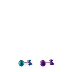 Pack de piercings de oreja de acero IP lila y verde Bold Bear^TOUS Outlet