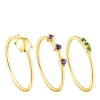 Pack de tres anillos con baño de oro 18 kt sobre plata y gemas Virtual Garden^TOUS Online