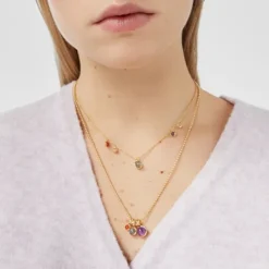 Pack de tres colgantes con baño de oro 18 kt sobre plata y gemas Plump^TOUS Hot