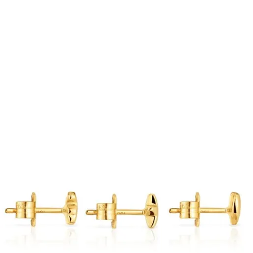 Pack de tres pendientes con baño de oro 18 kt sobre plata motivos Bold Motif^TOUS Hot