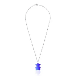Pack gargantilla de plata y colgante oso de acero en color azul 22 mm Sweet Dolls^TOUS Online