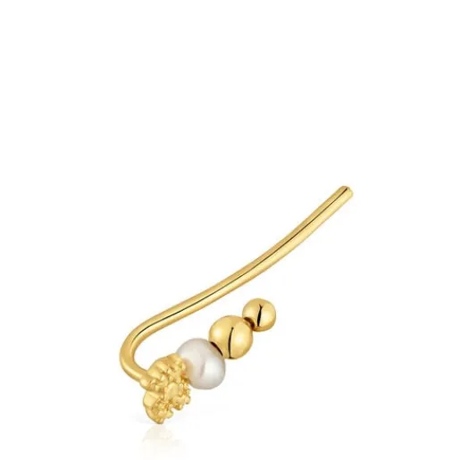 Pendiente trepador con baño de oro de 18 kt sobre plata y perla cultivada Grain^TOUS Outlet