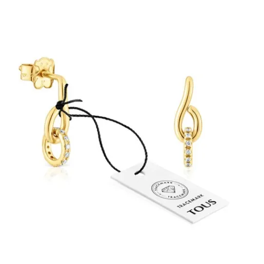 Pendientes anilla de oro con diamantes Bent^TOUS Best