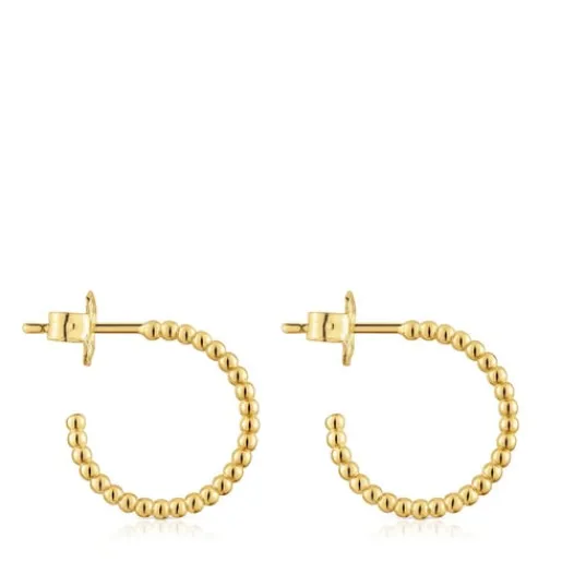Pendientes aro cortos bolas con baño de oro 18 kt sobre plata 15 mm Basicos^TOUS Clearance