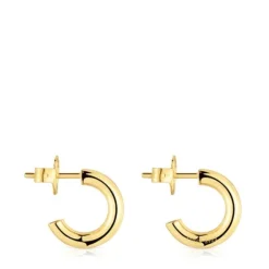 Pendientes aro cortos con baño de oro 18 kt sobre plata 14 mm Basicos^TOUS Sale
