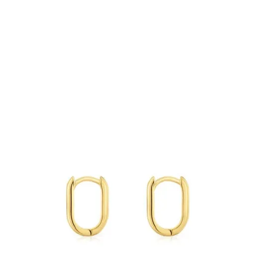 Pendientes aro cortos con baño de oro 18 kt sobre plata 12 mm Basicos^TOUS Discount