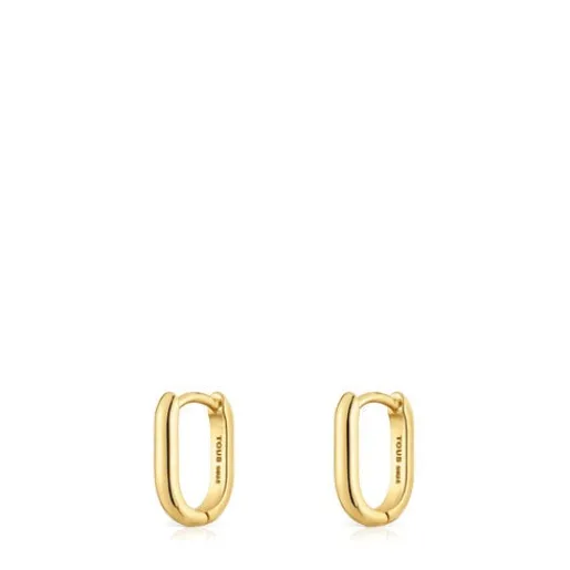 Pendientes aro cortos con baño de oro 18 kt sobre plata 12 mm Basicos^TOUS Discount