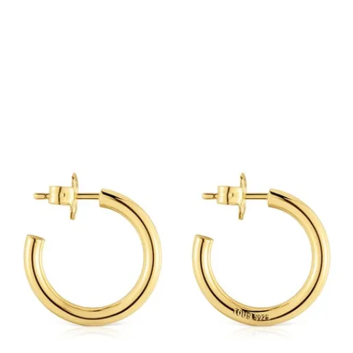 Pendientes aro cortos con baño de oro 18 kt sobre plata 20 mm Basicos^TOUS Sale