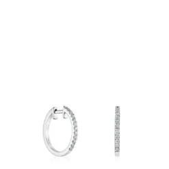 Pendientes aro cortos de oro blanco con diamantes 12,5 mm Les Classiques^TOUS Hot
