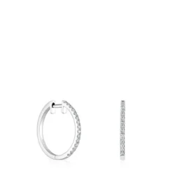 Pendientes aro cortos de oro blanco con diamantes 14,5 mm Les Classiques^TOUS New
