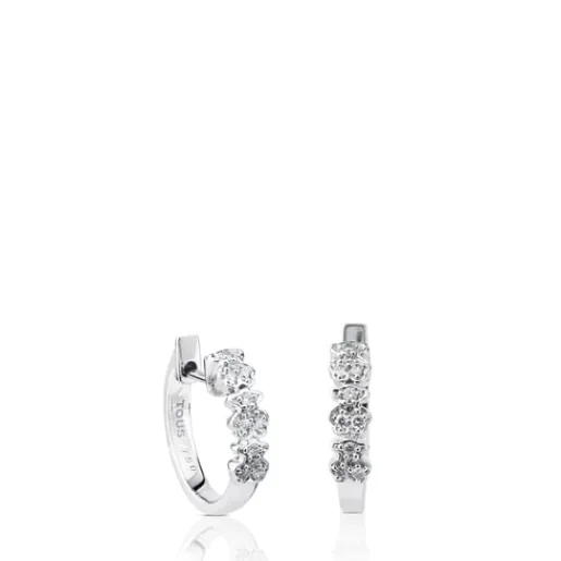 Pendientes aro de oro blanco con diamantes Bear^TOUS Outlet