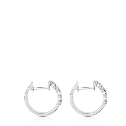 Pendientes aro de oro blanco con diamantes Bear^TOUS Outlet