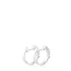 Pendientes aro de oro blanco con diamantes Bear^TOUS Outlet