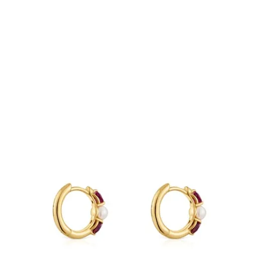 Pendientes aro de , rodolitas y perla cultivada Ivette^TOUS Sale