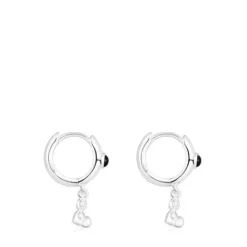 Pendientes aro de plata con ónix y motivo oso Bold Bear^TOUS Clearance