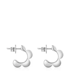 Pendientes aro de plata flor Bold Motif^TOUS New