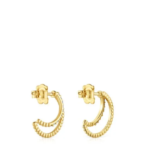 Pendientes aro doble corto de con diamantes Les Classiques^TOUS Clearance