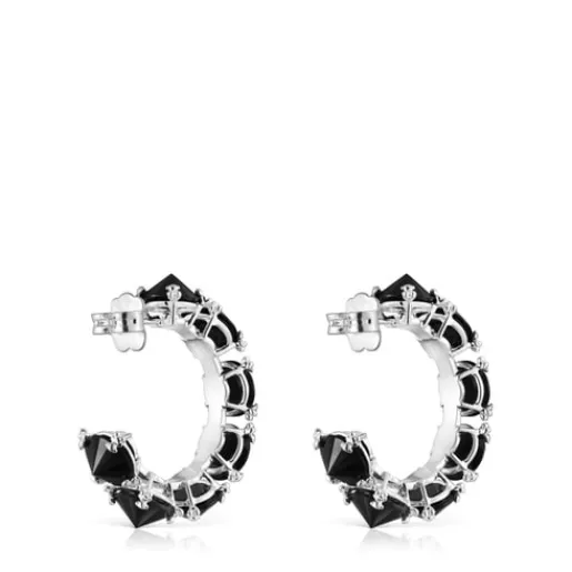 Pendientes aro grandes de plata y ónix Color Pills^TOUS Sale