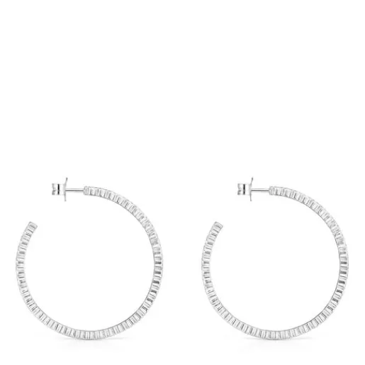 Pendientes aro grandes disco de plata Straight^TOUS Discount