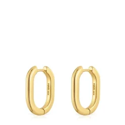 Pendientes aro largos con baño de oro 18 kt sobre plata 22 mm Basicos^TOUS Online