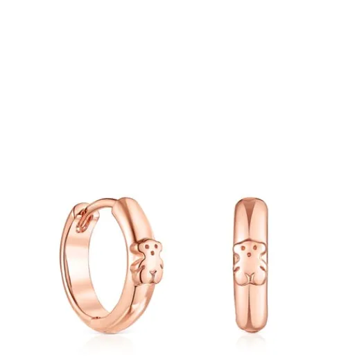 Pendientes aro oso con baño de oro rosa 18 kt sobre plata Basics^TOUS Sale