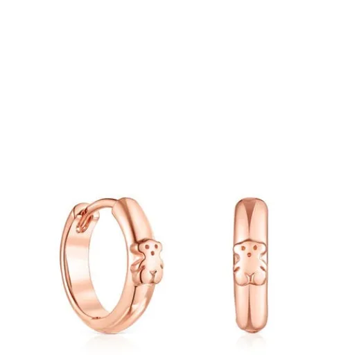 Pendientes aro oso con baño de oro rosa 18 kt sobre plata Basics^TOUS Best