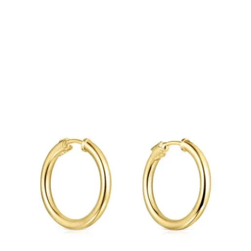 Pendientes aro pequeños con baño de oro 18 kt sobre plata Basics^TOUS Hot