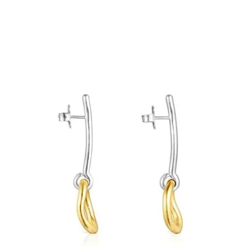 Pendientes bicolor con anilla con baño de oro 18 kt sobre plata Hav^TOUS Online