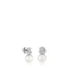 Pendientes botón de oro blanco, perlas cultivadas y diamantes Puppies^TOUS New
