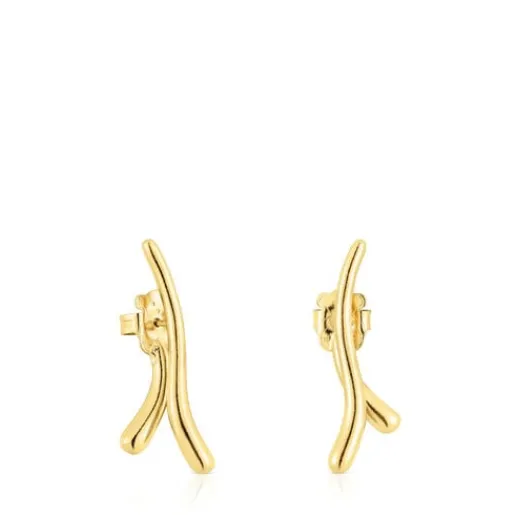 Pendientes con baño de oro 18 kt sobre plata doble onda New Hav^TOUS Best