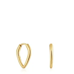 Pendientes con baño de oro 18 kt sobre plata cortos con aro púa Basics^TOUS Best