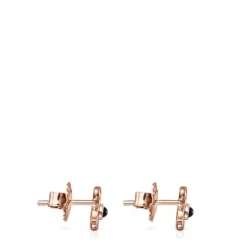 Pendientes con baño de oro rosa 18 kt sobre plata y ónix Real Sisy^TOUS New
