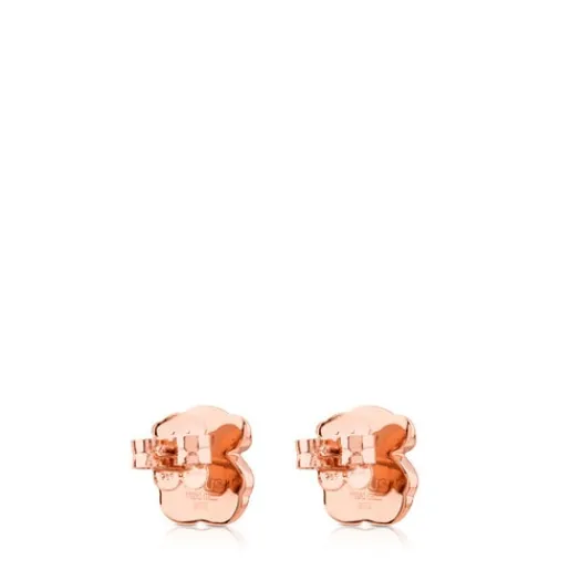 Pendientes con baño de oro rosa 18 kt sobre plata y ónix facetado Motif^TOUS Hot