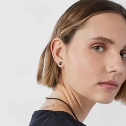 Pendientes con baño de oro rosa 18 kt sobre plata y ónix facetado Motif^TOUS Hot