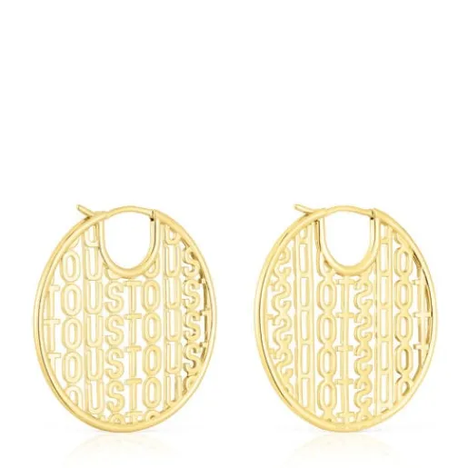 Pendientes con baño de oro 18 kt sobre plata Logo^TOUS Online