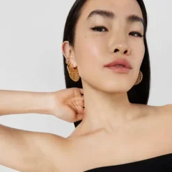 Pendientes con baño de oro 18 kt sobre plata Logo^TOUS Online