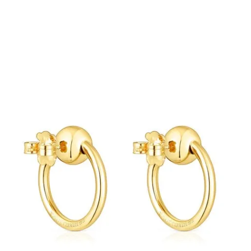 Pendientes con baño de oro 18 kt sobre plata círculo Plump^TOUS New