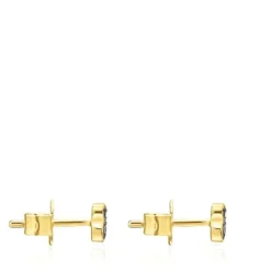 Pendientes con baño de oro 18 kt sobre plata y oso de cromodiópsidos New Motif^TOUS Best