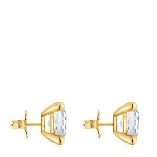 Pendientes con baño de oro 18 kt sobre plata y cuarzo cristal de roca Color White^TOUS Outlet