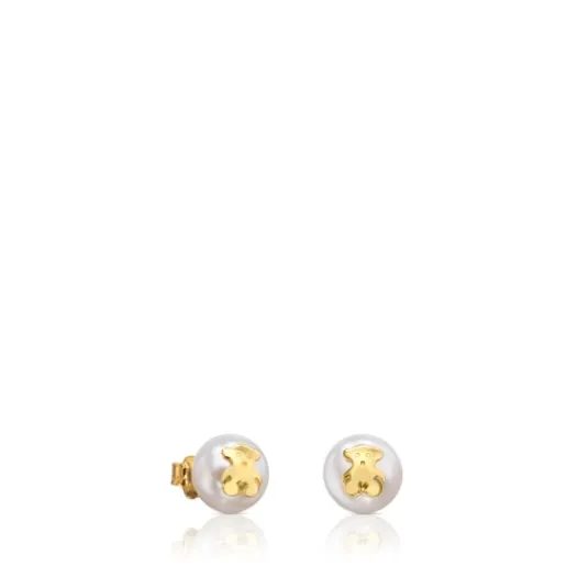 Pendientes con perla cultivada de oro Bear^TOUS Online