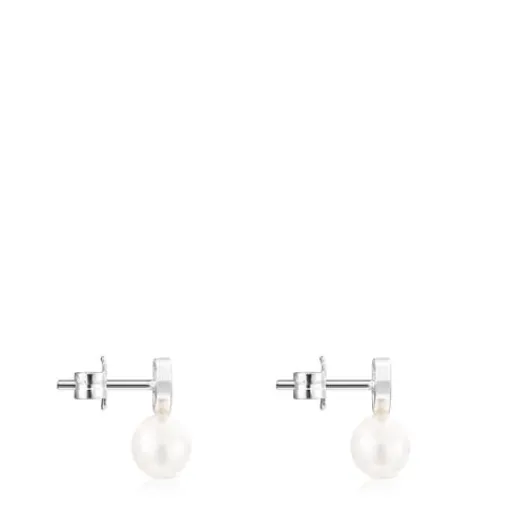 Pendientes corazón de plata y perla Puppies^TOUS New