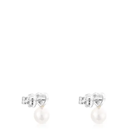 Pendientes corazón de plata y perla Puppies^TOUS New