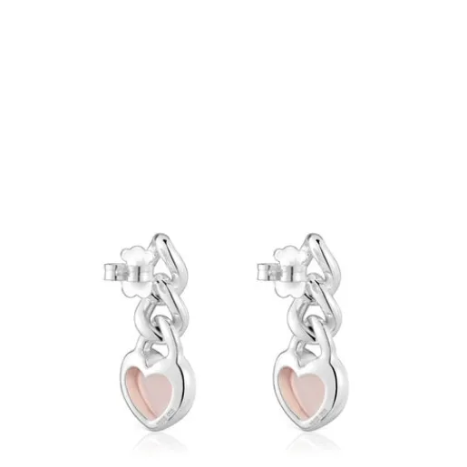 Pendientes cortos corazón de plata y calcedonia Bold Motif^TOUS Clearance