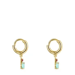 Pendientes cortos de con amazonita y rubí Mini Ivette^TOUS